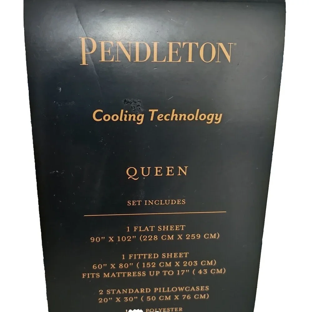 Pendleton Queen Sheet Set Otero Gray Southwestern Aztec Cooling Technology New